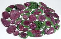Radha Arts Quartz Rubis Naturel Cabochon Pierre Précieuse en Vrac Faite à la Main Formes Assorties Guérison Vert Rouge 25-45mm Certifiée par un tiers
