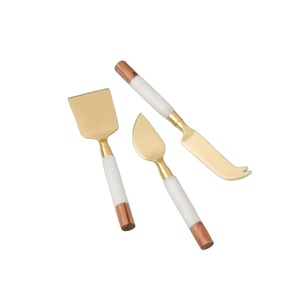 Stylish Design Flatware <b>Cheese</b> <b>Set</b> Latest Arrival 2024 Gold and White <b>Cheese</b> <b>Set</b> With Marble Handle Decorative Kitchen Handmade - Product Image 1