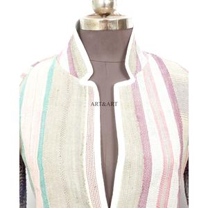 Wholesale 100% Cotton Designer <b>Kantha</b> <b>Jacket</b> Multi-Colour Ethnic Denim Style Embroidery Open Design Handmade Vintage Knitted - Product Image 2