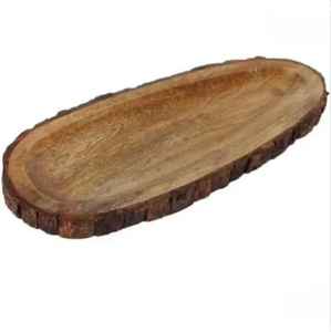 Bandeja de Madera para Servir, Vajilla Clásica Redonda, Ecológica, Apta para Lavavajillas, Platos Decorativos para Bodas y Hogar - Product Image 1