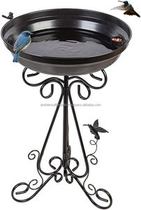 Bain d'oiseaux en métal pour jardin extérieur, design robuste, finition résistante aux intempéries, parfait pour embellir le paysage et attirer les oiseaux - Product Image 5
