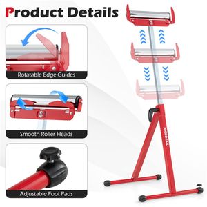 Set di 2 Supporti Pieghevoli in Metallo Resistente con Guide per Bordi, Supporto Portatile Rosso per Lavorazione del Legno - Product Image 5