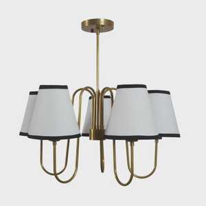 Lustre moderne en laiton avec abat-jour blancs, design géométrique, éclairage de plafond pour salon, décoration intérieure - Product Image 6