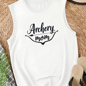 Débardeur décontracté en tricot imprimé pour femme Archery Mom, en spandex/polyester, col rond - Product Image 4