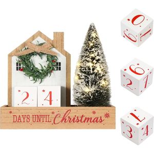 Calendario Natalizio con 99 Giorni Conto alla Rovescia, Albero di Natale Illuminato a LED, Ghirlanda in Legno Rustico, Timer da Tavolo, Decorazioni Natalizie - Product Image 1