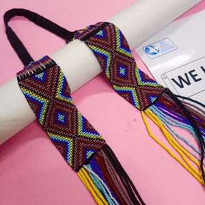 Cadenas de Perlas de Imitación Multicolores Tradicionales con Patrón Geométrico de Diamantes, Hechas a Mano, para Mujer, para Fiestas, Artesanía Étnica - Product Image 3