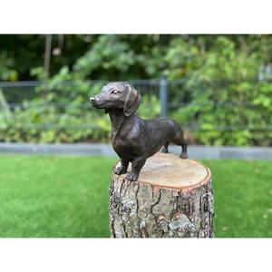 Ground Mount Life Size Bronze Dog Sculpture Standing On Tree Stump <b>Hand</b> <b>Casted</b> Technique Vintage Decor For Garden Supplies - Product Image 6
