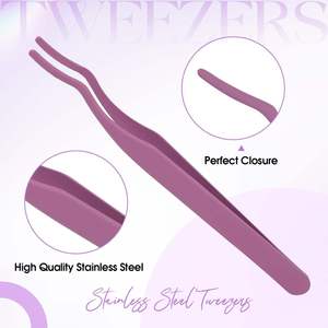 Pince à épiler de précision en acier inoxydable durable de 10 mm, pointe incurvée, outil de maquillage pour salon de beauté et sourcils - Product Image 4
