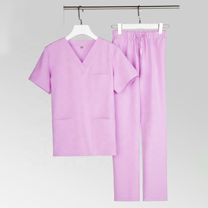 Conjunto de Uniformes Médicos para Mujer, Blusa de Manga Corta y Pantalones, Uniforme para Doctoras, Enfermeras y Esteticistas, Tela Esmerilada, Ropa de Clínica OEM al por Mayor - Product Image 4