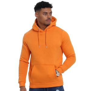 <b>Men's</b> <b>Pink</b> Hooded <b>Sweatshirt</b> Regular Fit Cotton French Terry Solid Color Casual Autumn Wear With Front Pocket - Product Image 4