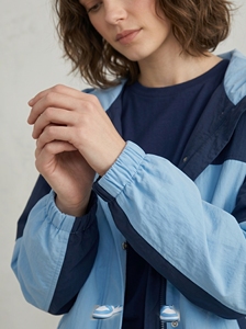 Women's Color Block Hooded Racer Jacket Full Sleeve Zipper Closure Windproof Woven Polyester Autumn Wear - Product Image 6