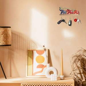 premium Handcrafted 3 <b>Elephant</b> Salute 5 Hook Iron Wall Holder High Quality Traditional Indian Craft Eco-Friendly Self-adhesive K - Product Image 3