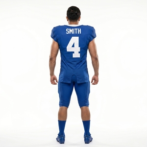 Wholesale Custom Printed Blue V-Neck American Football Jersey Polyester <b>Mesh</b> Youth Uniform Team Name Moisture Wicking OEM - Product Image 2