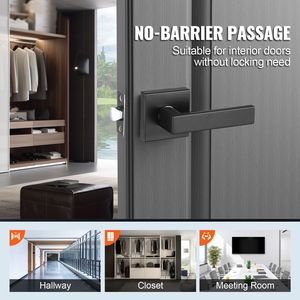 Maniglia per Porta Passante Nera Opaca, 1 Pezzo, Reversibile con Rotazione a 45 Gradi, per Utenti Mancinoli e Destrorientati, Senza Blocco - Product Image 3