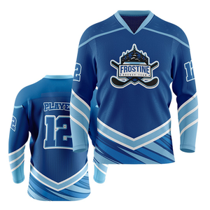 Maillot de hockey sur glace personnalisé sublimé pour homme, noir et rouge, manches longues, col en V, maille respirante, vêtements d'équipe, taille adulte - Product Image 4