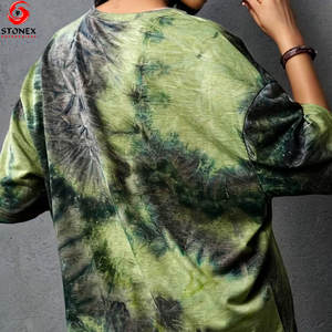 Women's Short Sleeve Knitted Tie Dye T-Shirts-Customized Color & Logo Oversize Fashion Style All-Season Eco-Friendly Breathable - Product Image 4