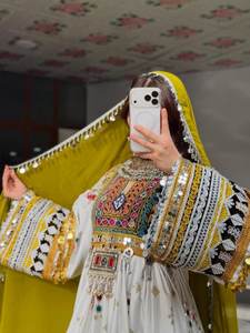 Precios al por Mayor, Vestidos Afganos Kuchi Vintage, Últimos Modelos, Corte en A, Manga Larga, Cuello en V, Largura hasta la Rodilla, 100% Poliéster, Vestidos de Novia - Product Image 5