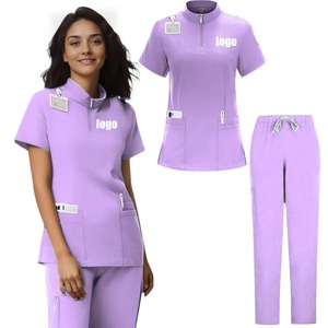 Tops de travail pour femmes à manches courtes avec poches, uniforme d'hôpital pour infirmières et médecins, en coton et polyester tissé. - Product Image 6