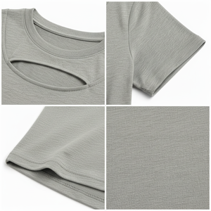 Womens <b>Polyester</b> Cotton Casual T <b>Shirt</b> Breathable Combed Stretch Short Sleeve O Neck Street Style Tee With custom logo - Product Image 4