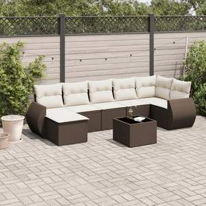 Conjunto de Muebles de Jardín de Ratán Sintético Marrón Modular de 8 Piezas - Product Image 1