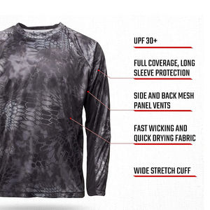 T-shirts de pêche et de chasse pour hommes à manches longues, séchage rapide, impression numérique, personnalisables, grandes tailles, UPF 50, anti-UV, respirants - Product Image 4