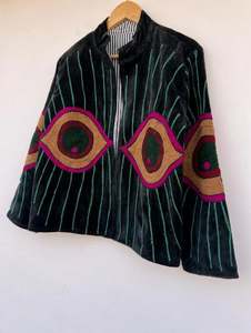 Blouson bomber unisexe brodé à la main avec des motifs floraux, magnifique blouson d'hiver matelassé en coton avec broderie Suzani, cadeau spécial - Product Image 3