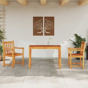 Juego de comedor de jardín de madera maciza de acacia marrón de 3 piezas - Product Image 4