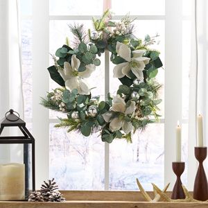 Ghirlanda natalizia da 21,75 pollici con foglie e magnolia, elegante decorazione natalizia - Product Image 4