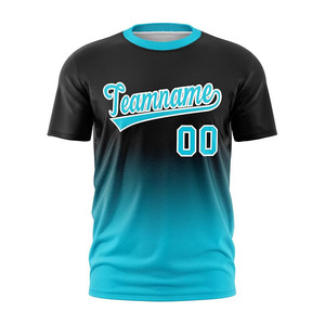 เสื้อฟุตบอลแบบซับลิเมชั่นสั่งทำพิเศษ คอกลม แขนสั้น ระบายเหงื่อได้ดี รับผลิตตามแบบ OEM พร้อมชื่อทีม สีไล่ระดับ ชุดกีฬา - Product Image 1