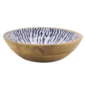 Tazón de madera de mango hecho a mano con diseño de hoja oriental, interior esmaltado para servir alimentos, ensaladas y como regalo. - Product Image 6