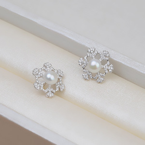 Composants de bijoux DIY en argent S925, pendentif grand format en forme de flocon de neige, fleur et perle, pour femme, personnalisable - Product Image 4