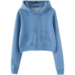 Sudadera con capucha corta con cremallera, color liso, informal, de corte regular, para otoño, 100% algodón, sudadera universitaria Alpha Kappa personalizada - Product Image 1