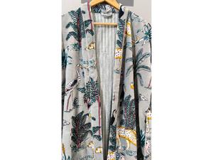 Luxury Velvet House Robe, velvet cotton Kimono Robe, Dressing Gown, wedding robe Bridesmaid winter bathrobe grey - Product Image 5
