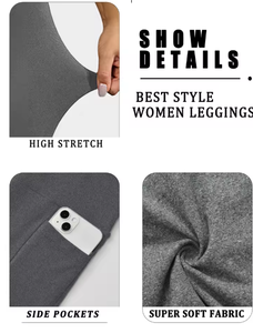 Pantalons capri taille haute pour femmes avec poches, super doux, effet ventre plat, leggings de sport, course à pied, yoga, athlétiques - Product Image 3