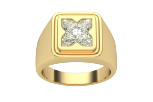 แหวนทองคำทรงสี่เหลี่ยมประดับเพชรธรรมชาติทรงปรินเซสคัทสำหรับทำแหวน - Product Image 1