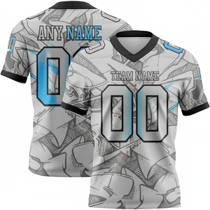 Maillot de football américain respirant et antibactérien à manches courtes en mesh, uniforme de match, taille XL et plus, transfert thermique - Product Image 1