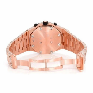 Montre Chronographe de Luxe Or Rose Entièrement Sertie de Moissanite, Cadran Arabe, Style Hip Hop, Acier Inoxydable, Aspect Diamant, Quartz - Product Image 6