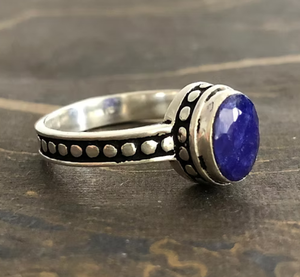 Vintage 925 Sterling Silver <b>Lapis</b> <b>Lazuli</b> Gemstone <b>Ring</b> Bezel Setting Unisex Everyday Wear - Product Image 4
