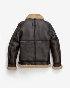 Chaqueta de Aviador de Cuero Genuino Marrón para Hombre, con Forro de Piel, Cierre de Cremallera, Estilo Motero para Invierno - Product Image 2