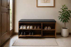 Modern minimalist shoe cabinet made from durable American <b>pine</b> plywood Safe smooth edges with a sturdy multi tier design. - Product Image 5