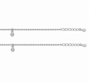 925 Sterling Silver Dangle Charm <b>Anklet</b> with Cubic Zirconia Geometric Charms High Polish Women Jewelry Beach Party Gift - Product Image 4