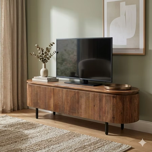 Meuble TV moderne à portes cannelées - Product Image 1