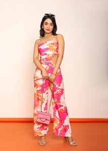 Nuevo Mono Estampado de Moda con Aberturas Laterales en la Cintura, Pantalones Anchos de Cintura Alta para Mujer, Elegantes para Fiestas, Eventos Nocturnos y Uso Diario - Product Image 4