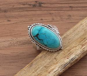 Bague en argent sterling 925 à trois rangs classique pour femmes, en turquoise naturelle faite à la main, vente en gros, fabricant sur mesure - Product Image 3
