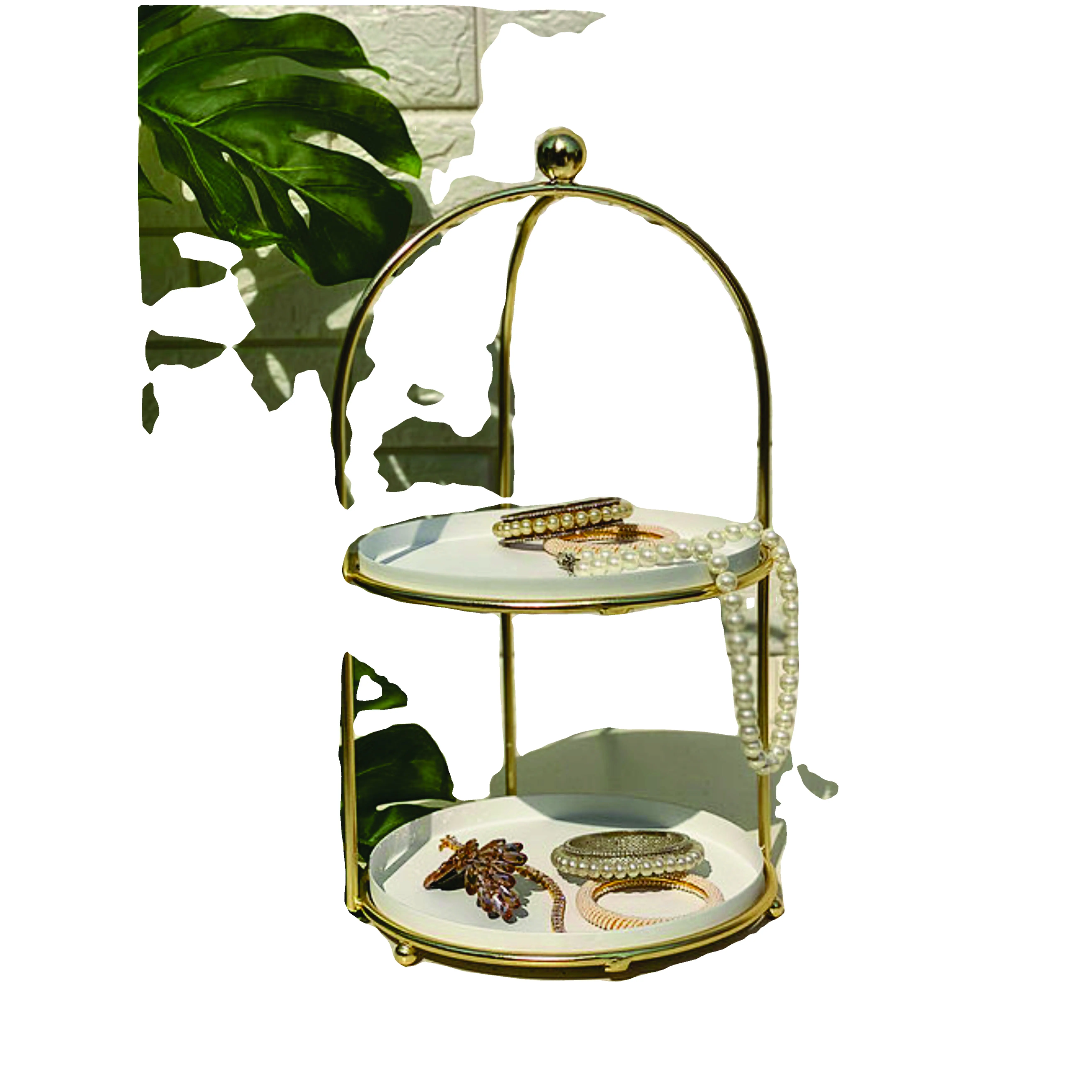 New Arrival 2 Tier Metal Display Cake Stands High Quality Handcrafted Cup Cake Display Food Safe Desert Platter Eco Friendly