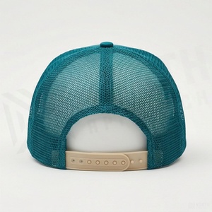Casquette de camionneur turquoise avec logo lettre A en relief, 6 panneaux, maille, réglable, unisexe, décontractée - Product Image 2