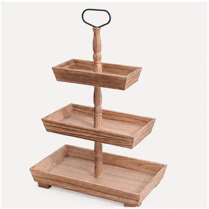 3 <b>Tiered</b> Serving Tray Rustic Wood <b>Cake</b> Stand Eco-Friendly Acacia Dessert Display Stand for Farmhouse Kitchen Decor Cupcake Stand - Product Image 5