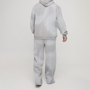 Conjunto Deportivo Gris para Hombre con Capucha, Sudadera Holgada de Corte Largo y Pantalones con Bolsillos Laterales, Transpirable, de Algodón, para Otoño - Product Image 2