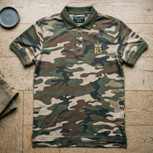 เสื้อโปโลลายพรางผู้ชาย แขนสั้น สำหรับฤดูร้อน เสื้อโปโลน้ำหนักเบา คอปกพับได้ ระบายอากาศได้ดี - Product Image 1