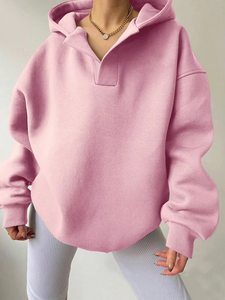 Fashion Custom Thick Fleece <b>V</b> <b>Neck</b> Pullover Hoodies for <b>Women</b> Girls Oversized <b>Women's</b> Hoodies <b>Sweatshirts</b> - Product Image 6